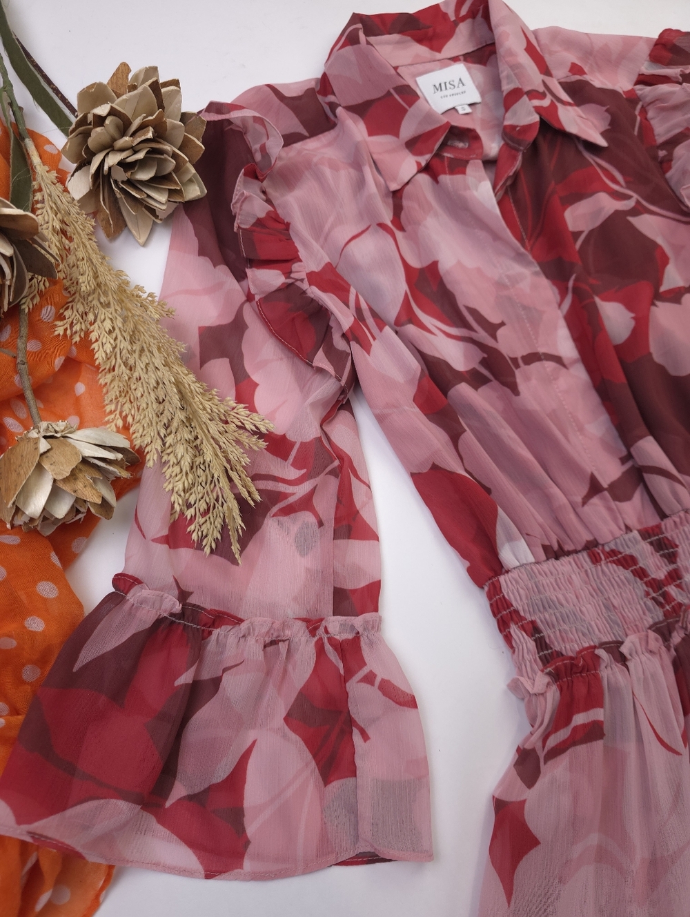 New Misa Los Angeles Stunning Magenta & Pink Floral Tiered Maxi Dress Sz S - Picture 2 of 13